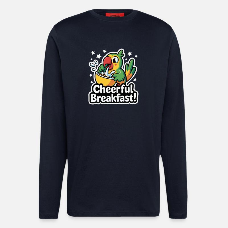 Vibrant Parrot with Cheerful Breakfast - Longsleeve - made by SPREAD  - DARK NAVY