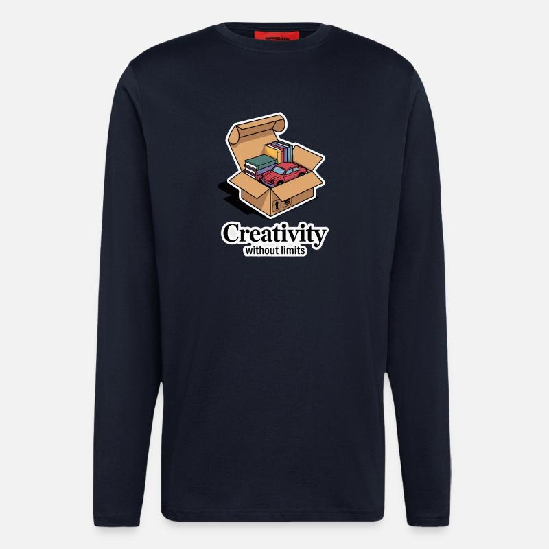 Bücher und Auto im Kartondesign - Langarmshirt - made by SPREAD  - DARK NAVY