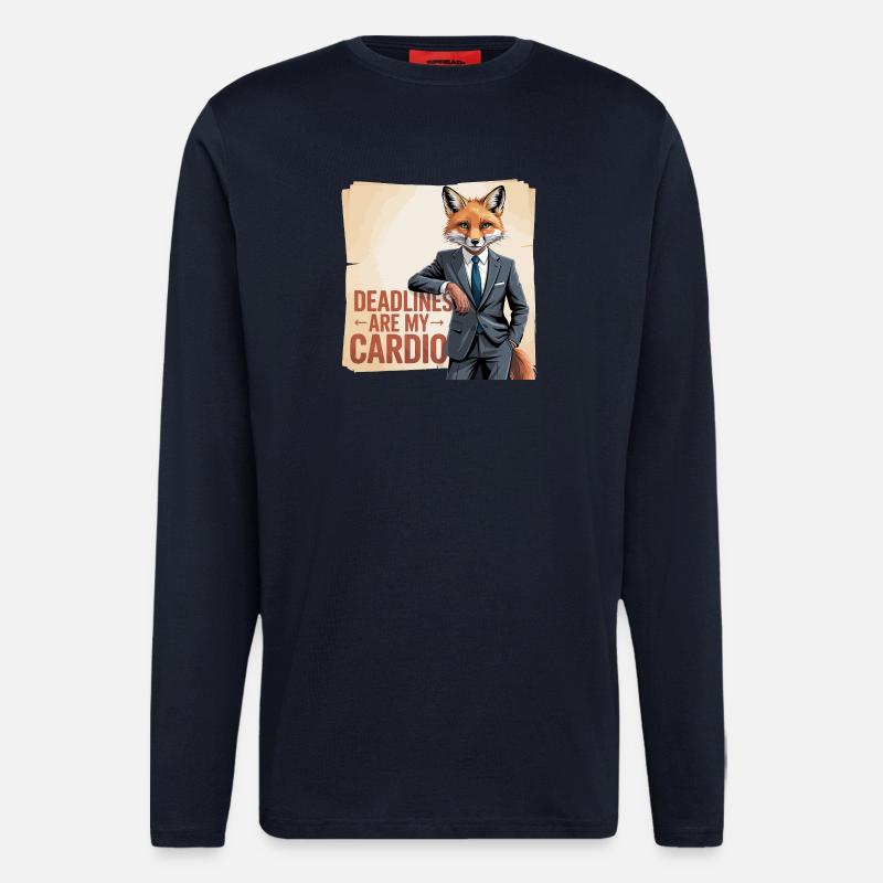 Deadlines Are My Cardio Office Fox - Longsleeve - made by SPREAD  - DARK NAVY