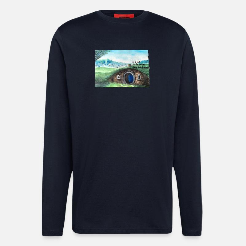 Tolkien Hole Landschaftskunst - Langarmshirt - made by SPREAD  - DARK NAVY