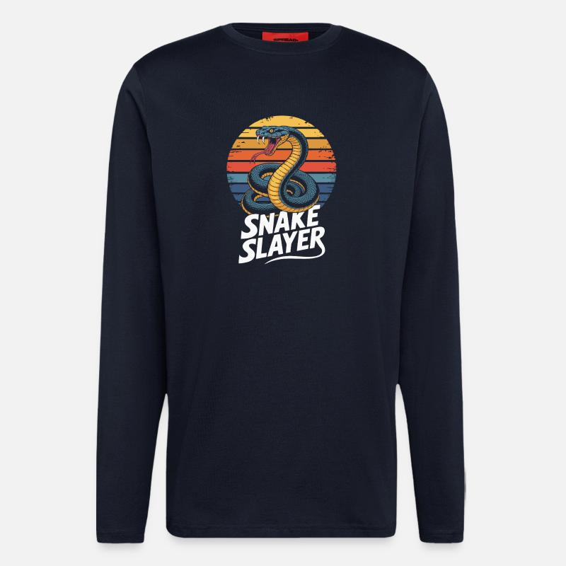 Snake hunter – Retro Schlange Design - Longsleeve - made by SPREAD  - DARK NAVY