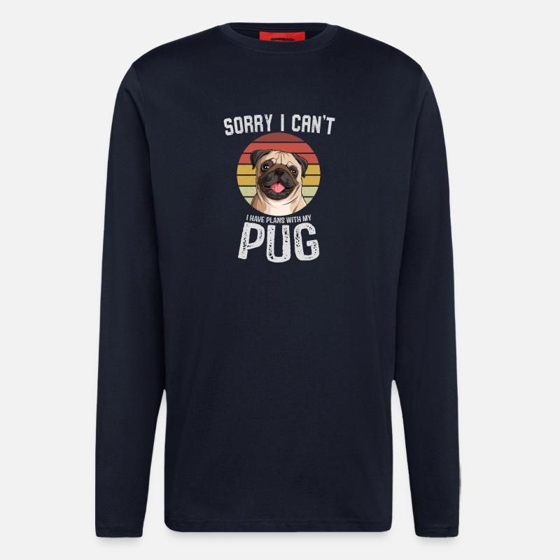 Humorvoller Mops mit Textdesign - Langarmshirt - made by SPREAD  - DARK NAVY