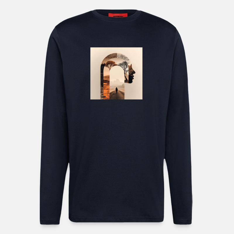 Introspektive Reise mit Natursilhouette - Langarmshirt - made by SPREAD  - DARK NAVY