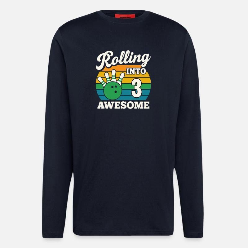 Rolling Into 3 Birthday Design - Langarmshirt - made by SPREAD  - DARK NAVY