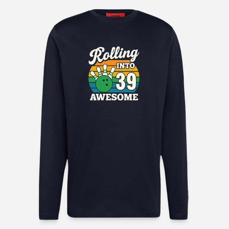 Bowling 39th Birthday Celebration Graphic - Longsleeve - made by SPREAD  - DARK NAVY