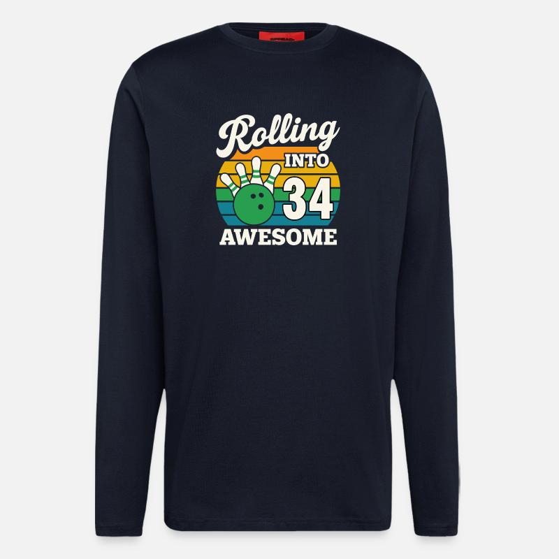 Bowling 34th Birthday Celebration Graphic - Longsleeve - made by SPREAD  - DARK NAVY