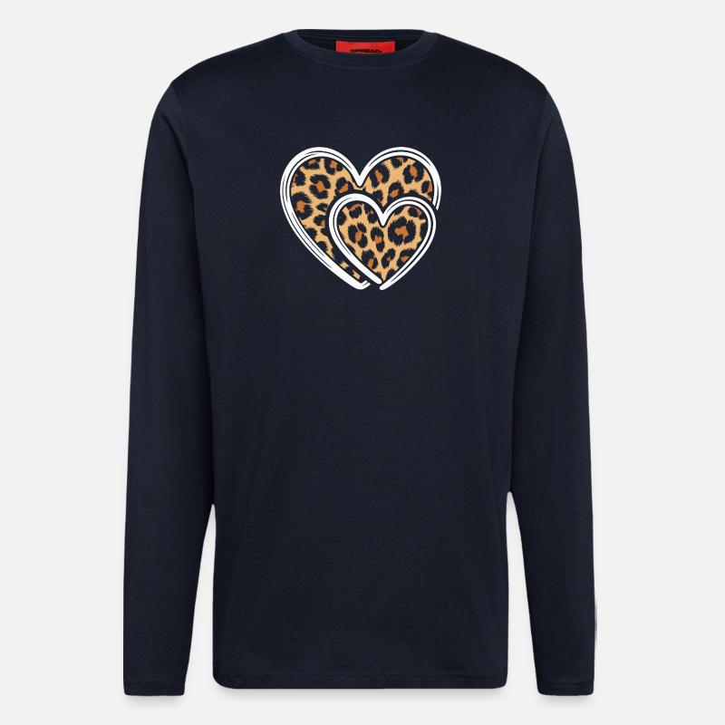 Herz mit Leopardmuster - Langarmshirt - made by SPREAD  - DARK NAVY