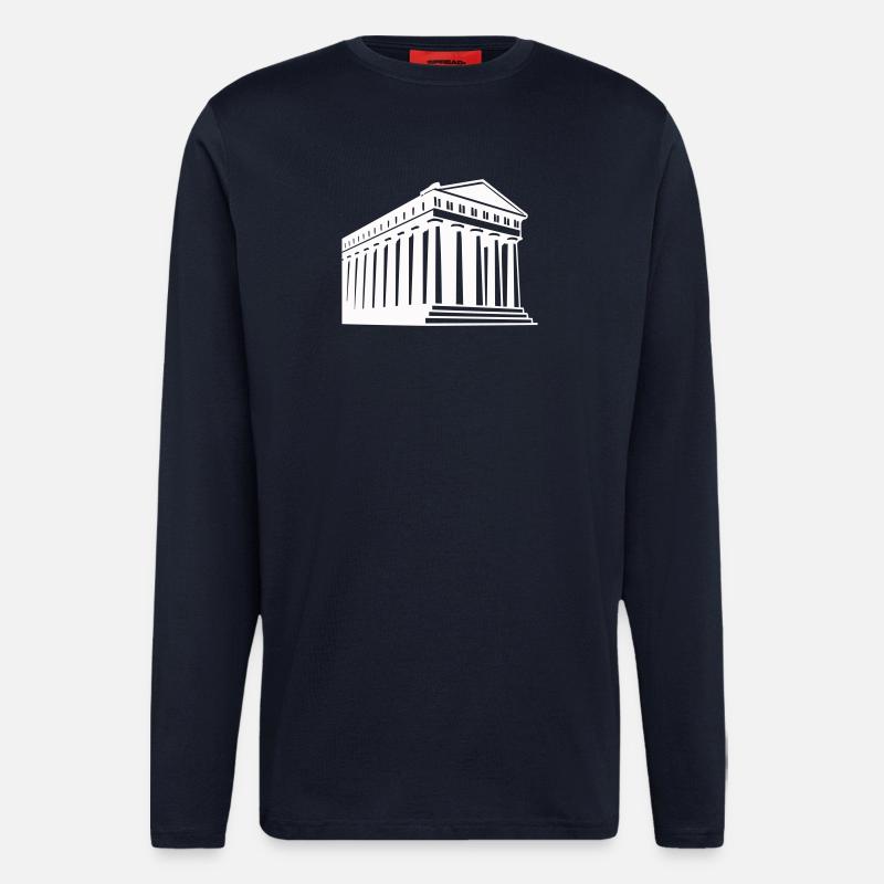 Antike griechische Tempelillustration - Langarmshirt - made by SPREAD  - DARK NAVY