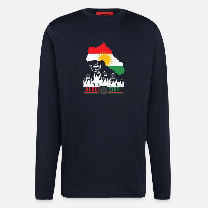 Kurdischer Flaggen mit Kurdistan Kurde - Langarmshirt - made by SPREAD  - DARK NAVY
