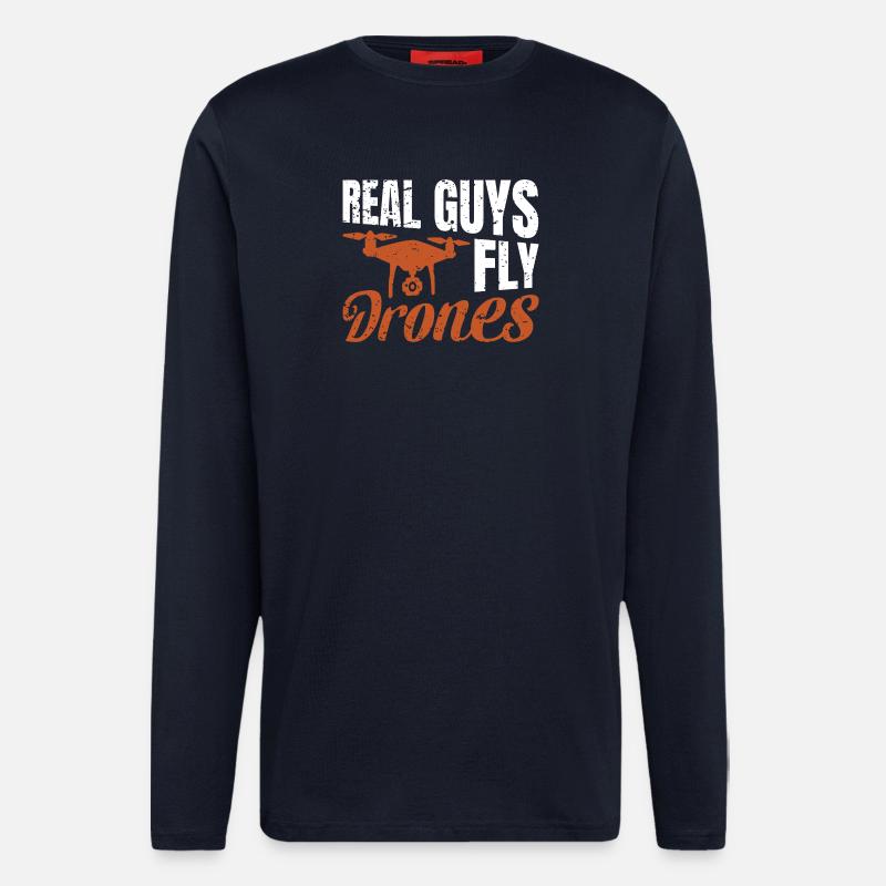 Real Guys fly Drones - Langarmshirt - made by SPREAD - DARK NAVY
