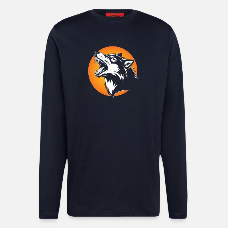 Wolfskopf in kontrastierender Silhouette - Langarmshirt - made by SPREAD  - DARK NAVY