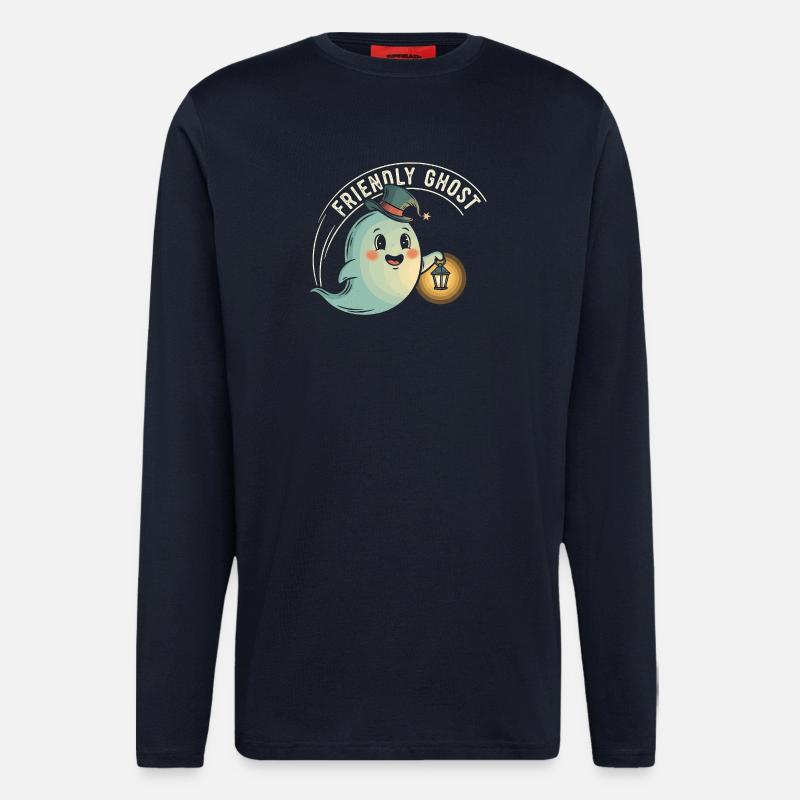 Friendly Ghost with Lantern - Longsleeve - made by SPREAD  - DARK NAVY