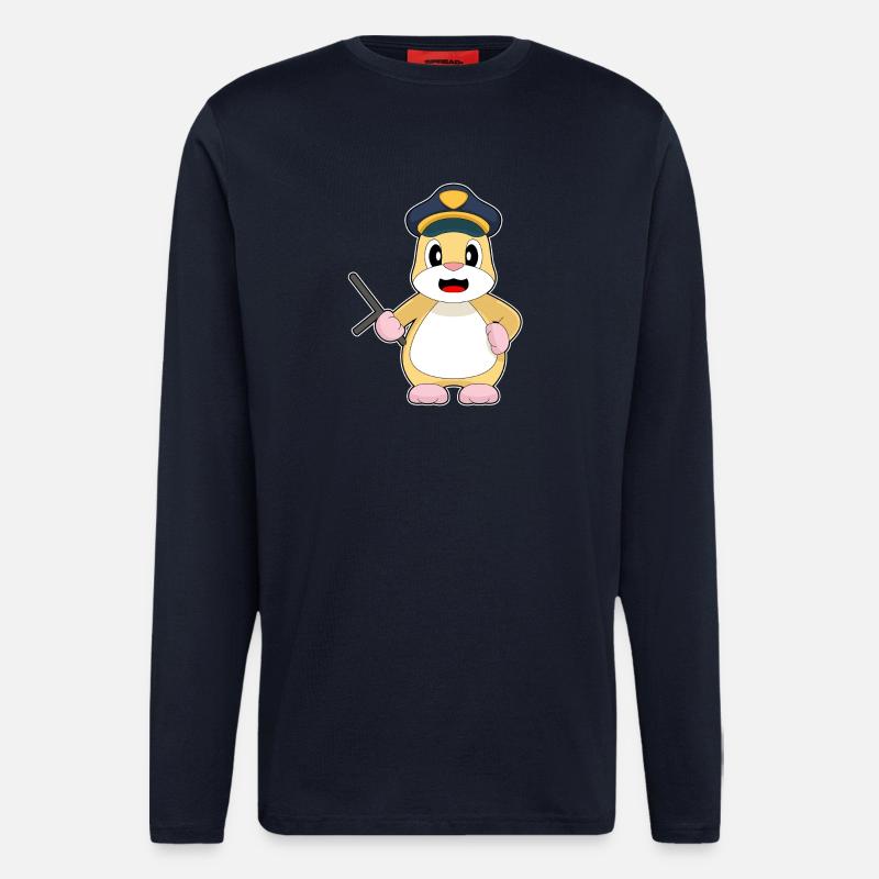 Hamster Policeman Baton Police - Longsleeve - made by SPREAD  - DARK NAVY