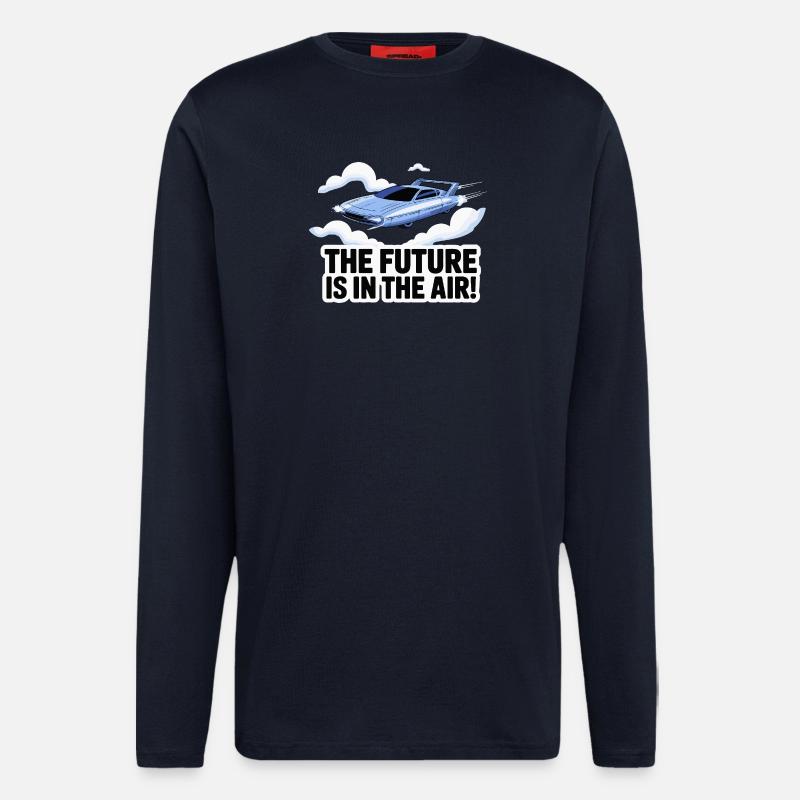 Retro-futuristisches fliegendes Autodesign - Langarmshirt - made by SPREAD  - DARK NAVY