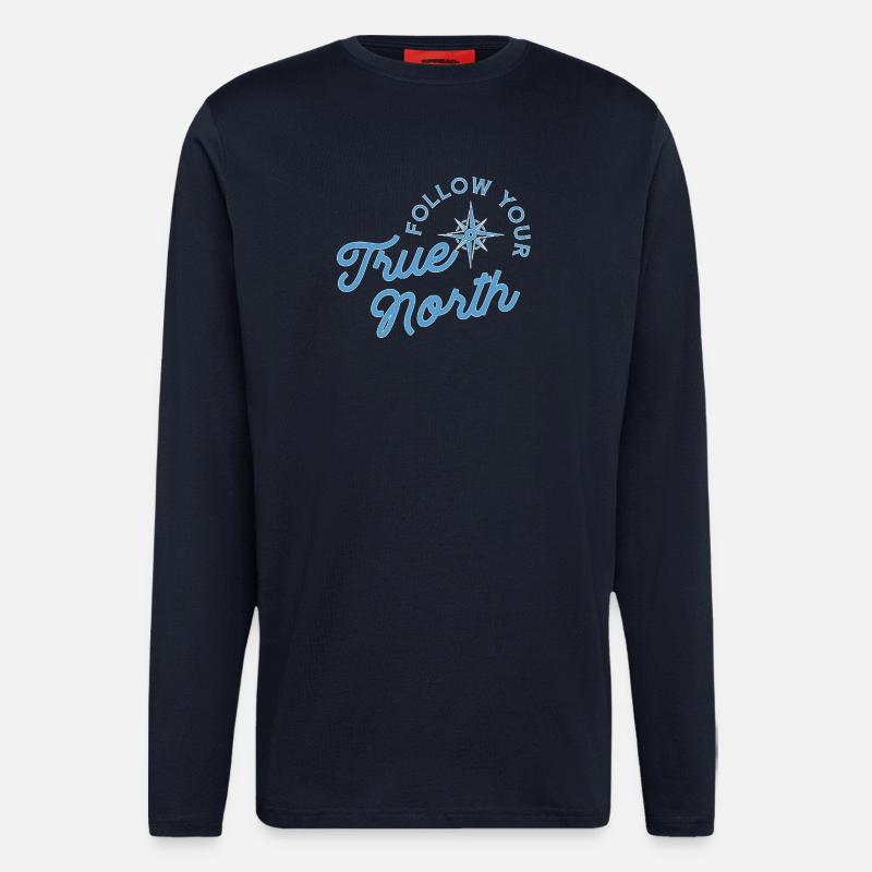 Kompassmotiv mit Abenteuerbotschaft - Langarmshirt - made by SPREAD  - DARK NAVY