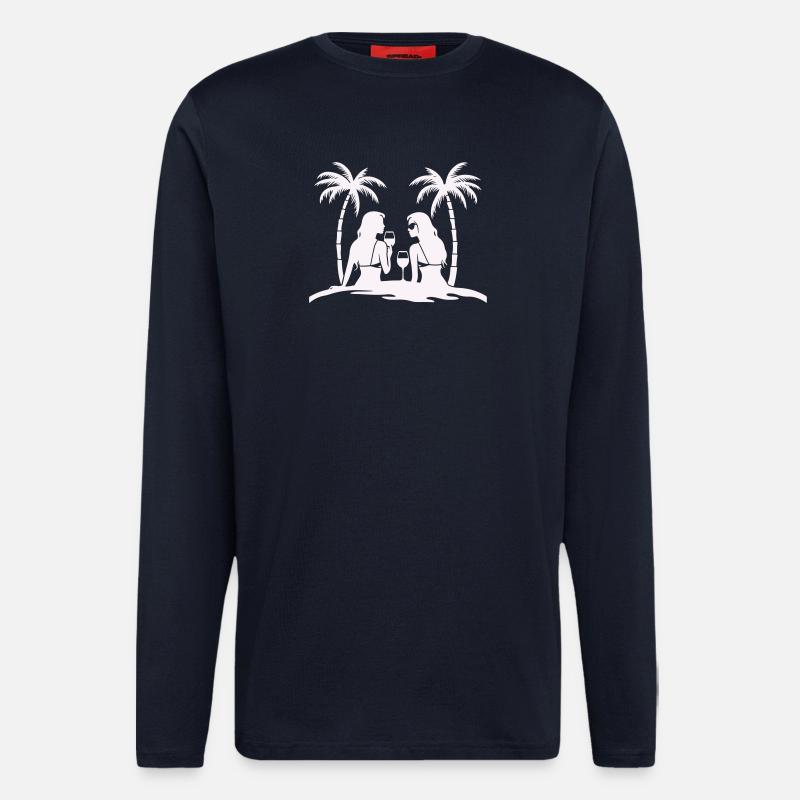Silhouette style tropical beach night - Longsleeve - made by SPREAD  - DARK NAVY