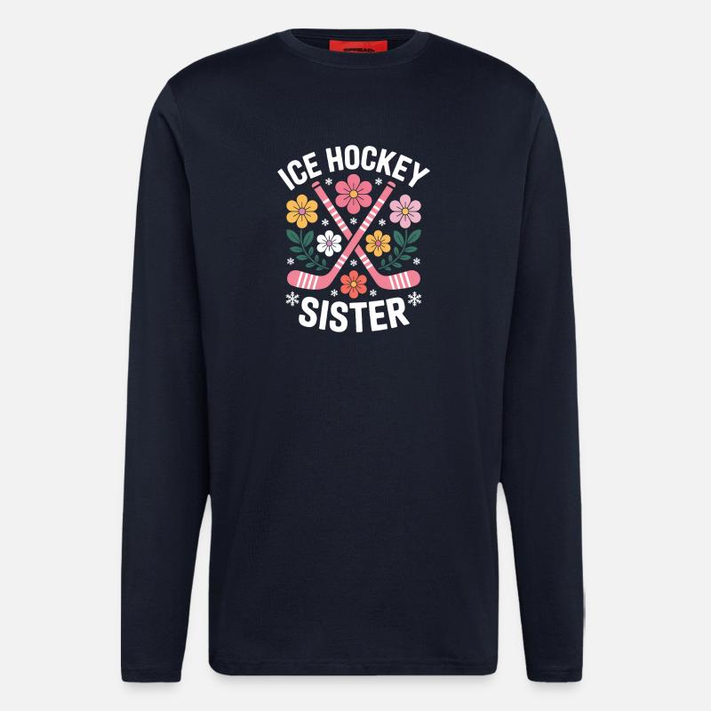 Eishockey Spruch Schwester Eishockey Geschenk - Longsleeve - made by SPREAD  - DARK NAVY