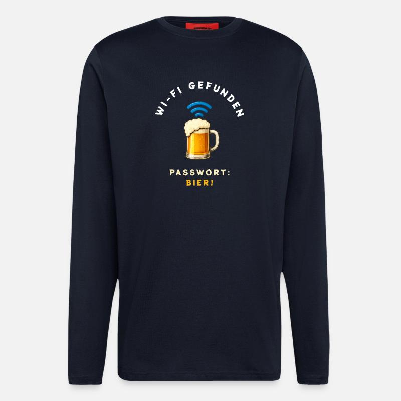 WiFi Bier Lustiges Design - Langarmshirt - made by SPREAD  - DARK NAVY