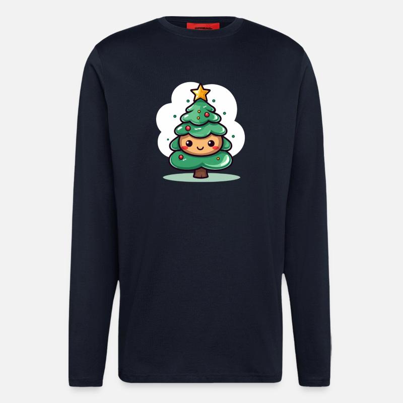 Cute Christmas Tree Mascot Design - Longsleeve - made by SPREAD  - DARK NAVY