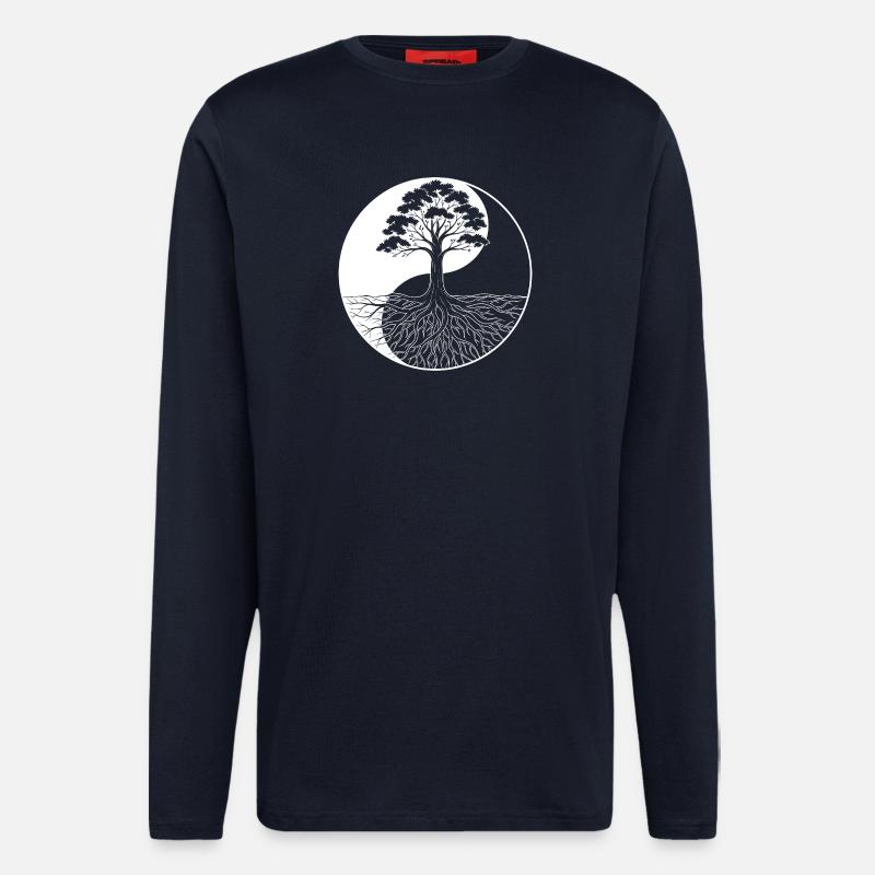 Baum des Lebens Ying Yang Motiv - Langarmshirt - made by SPREAD  - DARK NAVY