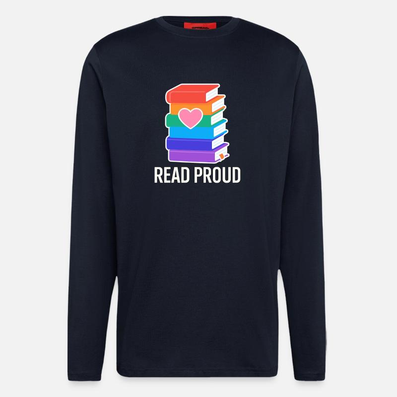 Lese Stolz Mit Regenbogen Herz - Langarmshirt - made by SPREAD  - DARK NAVY