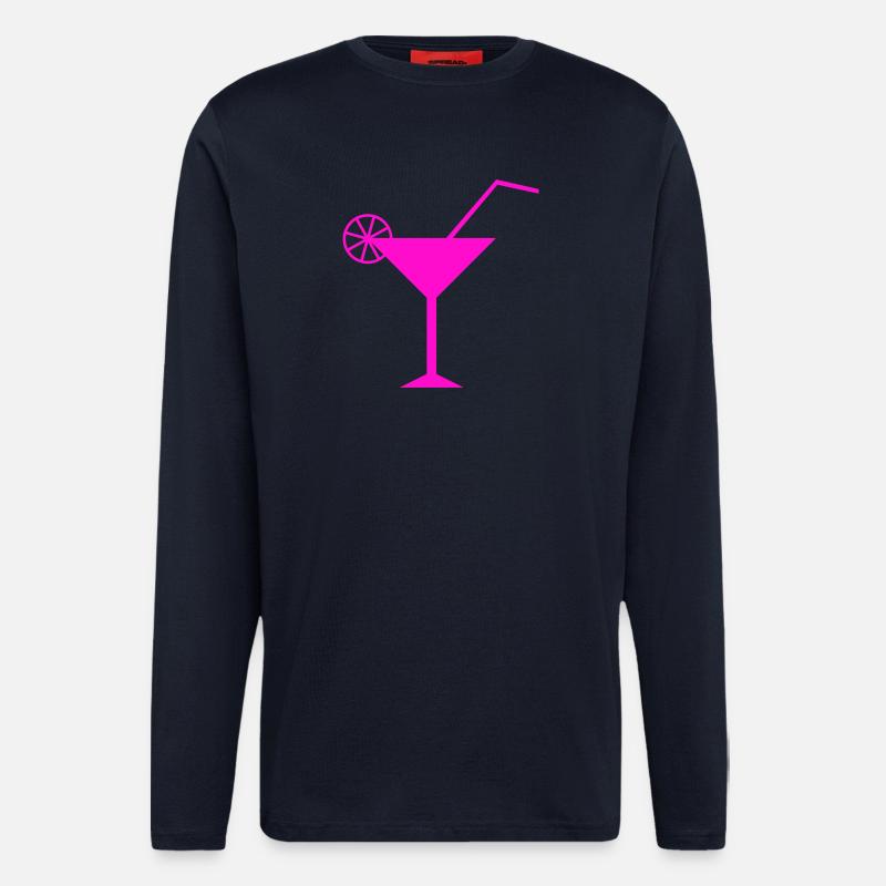 Neon Pink Cocktail Illustration - Langarmshirt - made by SPREAD  - DARK NAVY