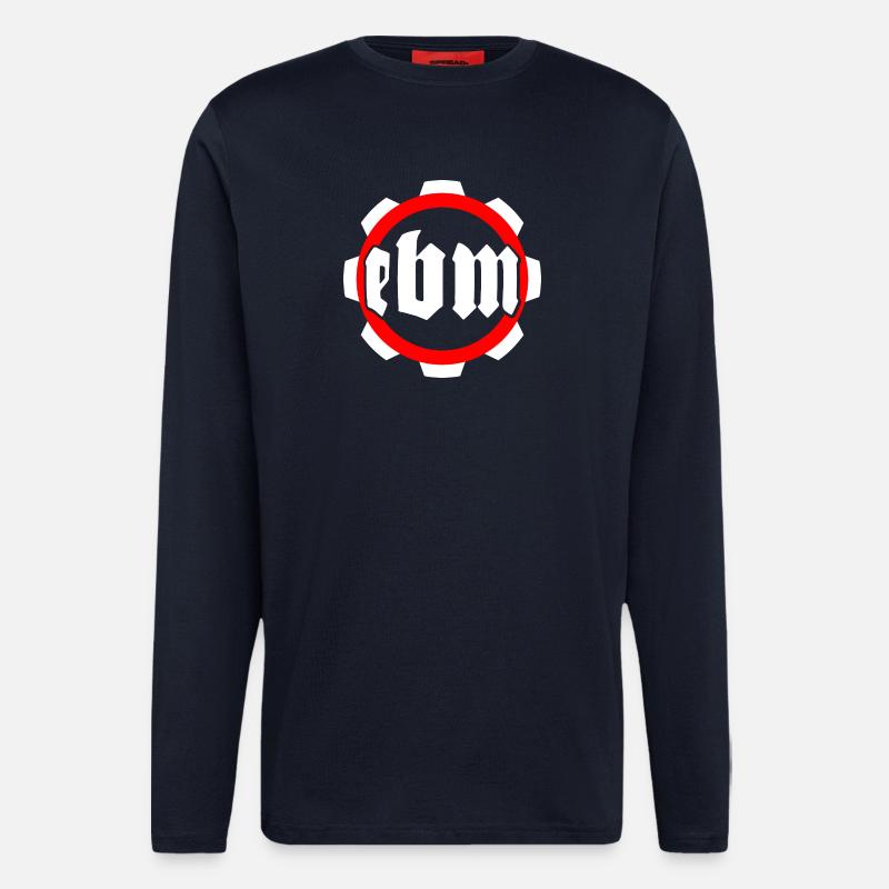 Conception d’engrenages d’inspiration industrielle - EBM - Manches longues bio décontracté fabriqué en UE - DARK NAVY