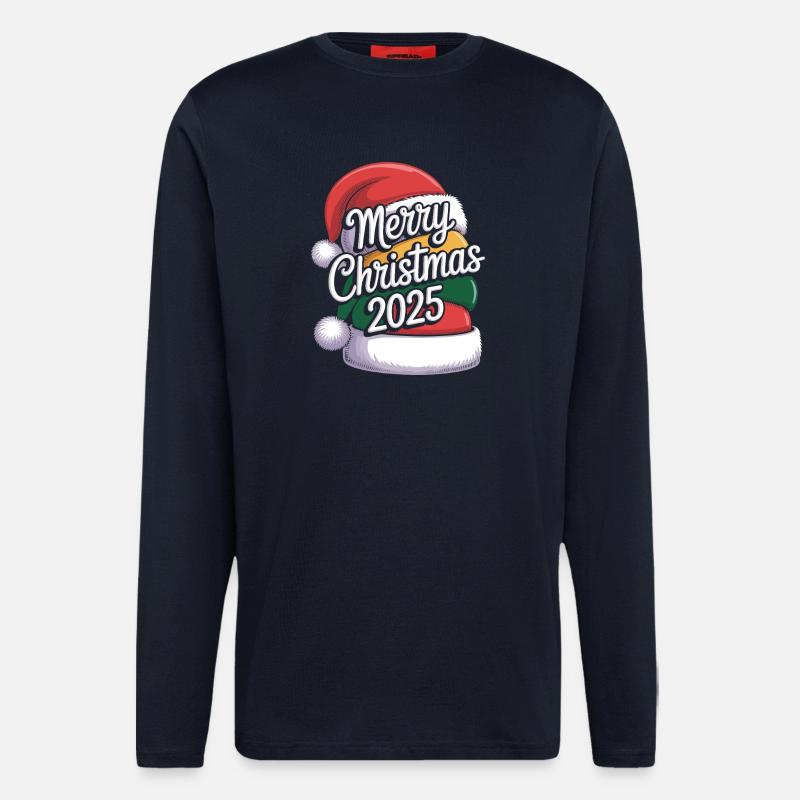 Christbaumhut mit Weihnachtsgruß 2025 - Langarmshirt - made by SPREAD - DARK NAVY