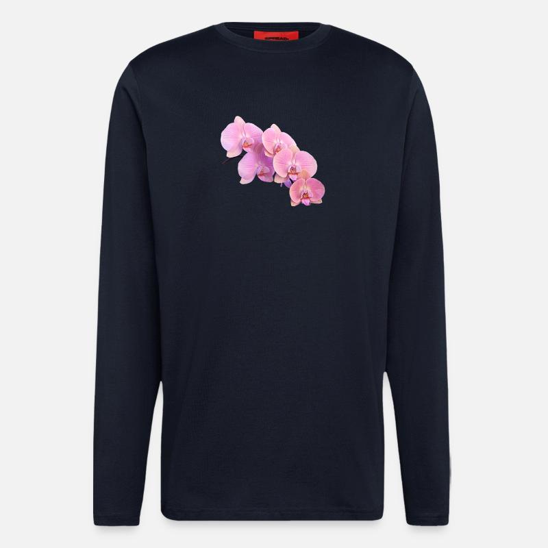 Rosa Orchidee Isolierte Clipart - Langarmshirt - made by SPREAD  - DARK NAVY