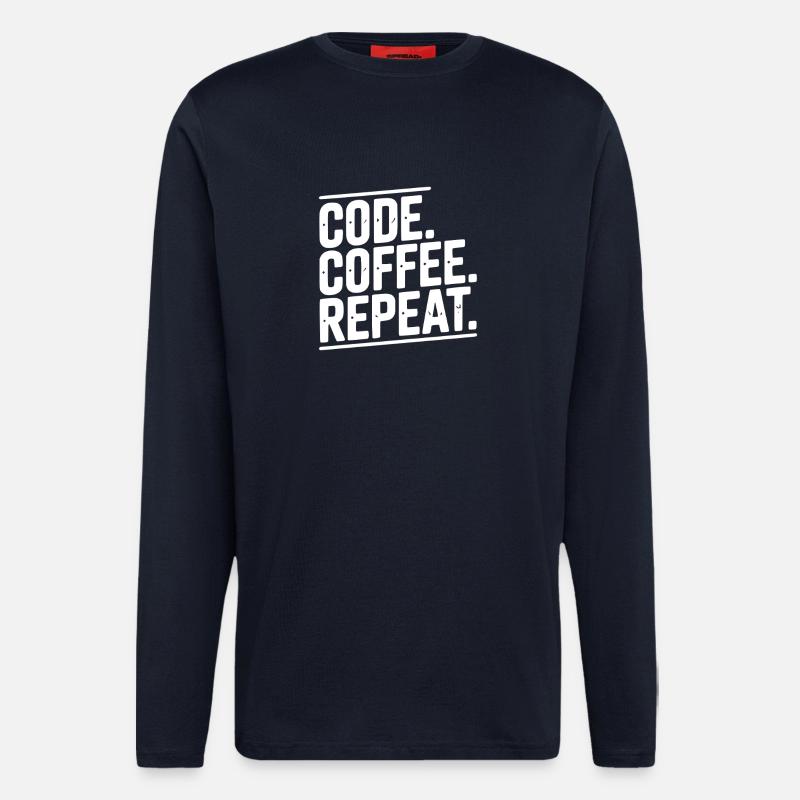 Code Kaffee-Wiederholung - Langarmshirt - made by SPREAD  - DARK NAVY