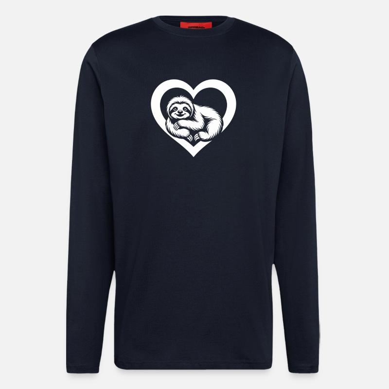 Faultier mit Herzmotiv - Langarmshirt - made by SPREAD  - DARK NAVY