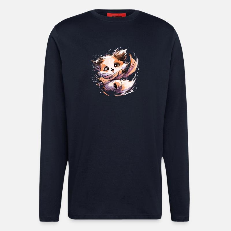 Fuchs mit Schal | Tanzender Fuchs - Langarmshirt - made by SPREAD  - DARK NAVY