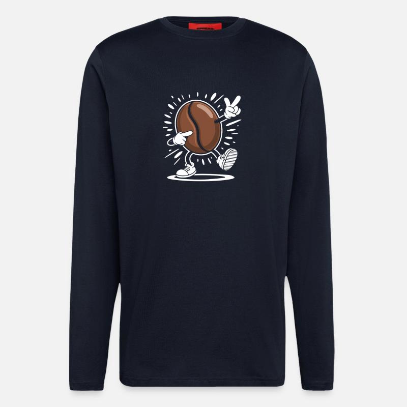 Caffeine Coffee Bean Comic Coffee - Longsleeve - made by SPREAD - DARK NAVY