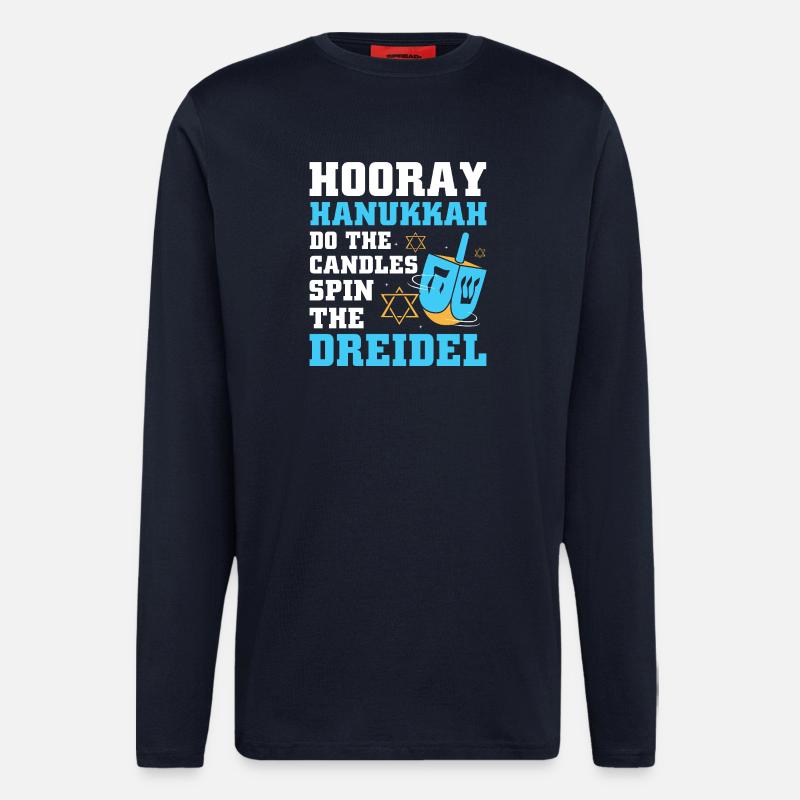 Hanoukka Hanoukka Hanoukka - Manches longues bio décontracté fabriqué en UE - DARK NAVY