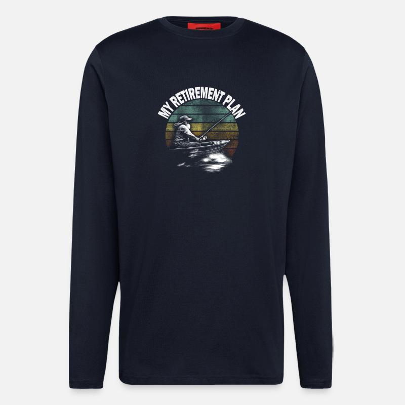 Mein Ruhestand Plan: Angler im Boot - Langarmshirt - made by SPREAD  - DARK NAVY