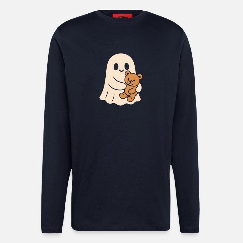 Cuddly Ghost with Teddy - Longsleeve - made by SPREAD  - DARK NAVY