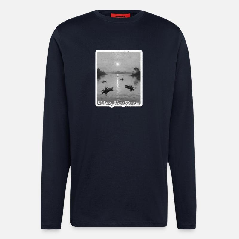 Mekong Moonlight by the River - Longsleeve - made by SPREAD - DARK NAVY
