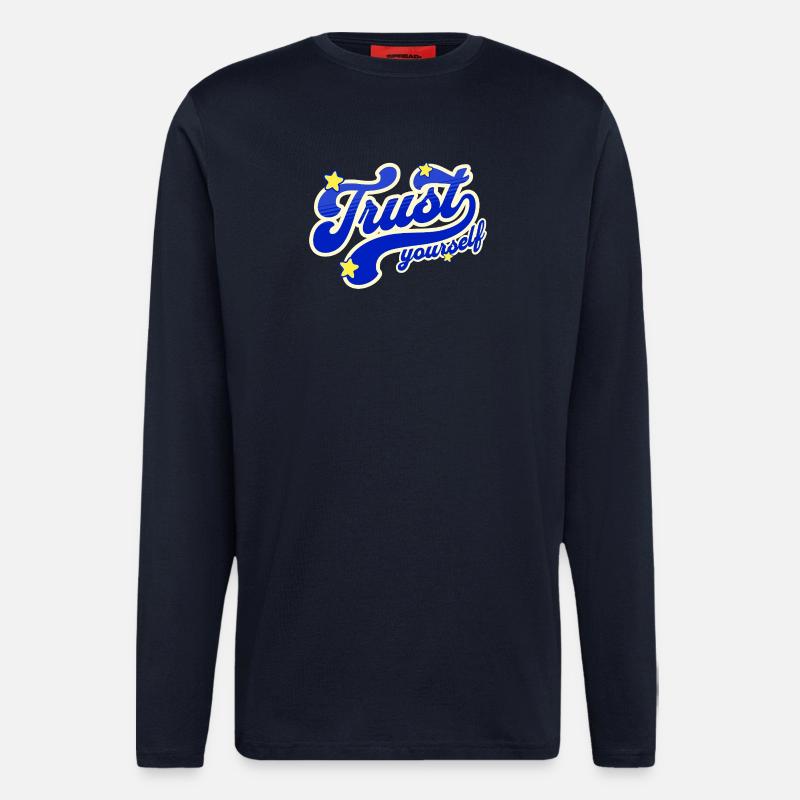 Confiance en soi Script Étoilé - Manches longues bio décontracté fabriqué en UE - DARK NAVY