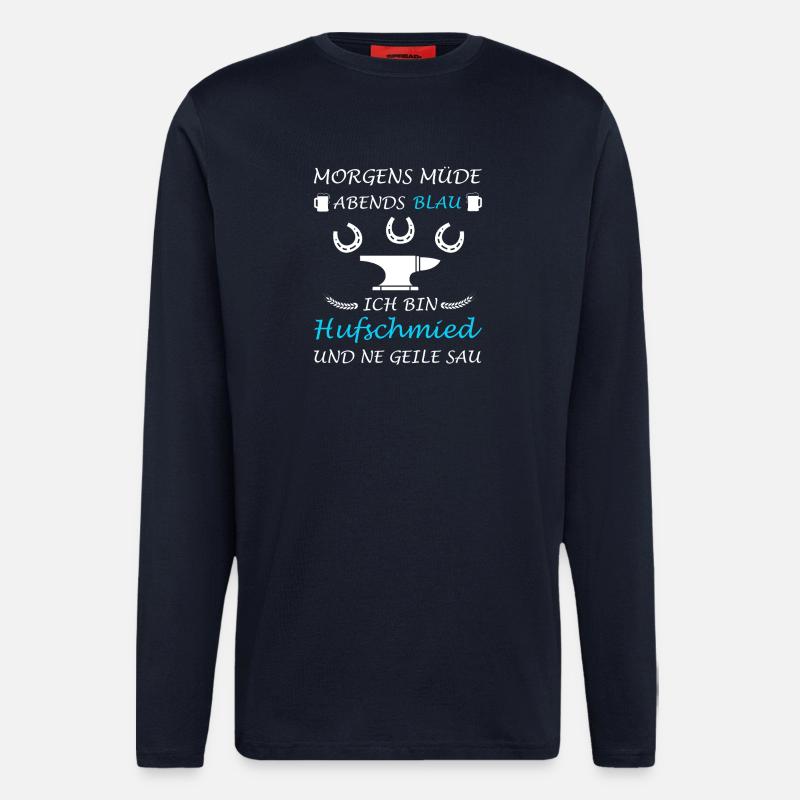 Maréchal-ferrant Cheval Forgeron Lustig - Manches longues bio décontracté fabriqué en UE - DARK NAVY