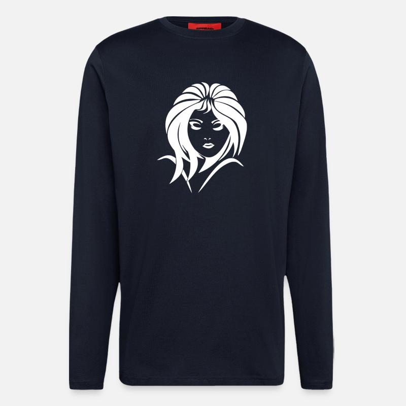 Frauengesicht_001 - Langarmshirt - made by SPREAD - DARK NAVY
