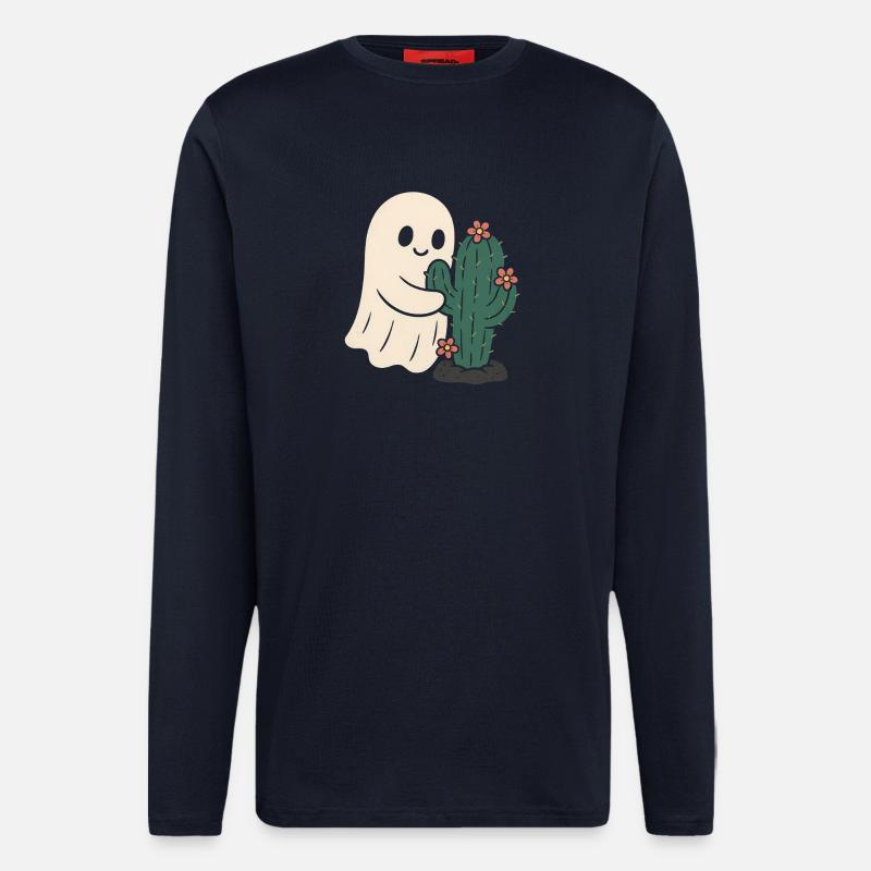 Ghost Hugging Cactus Flowers - Longsleeve - made by SPREAD - DARK NAVY