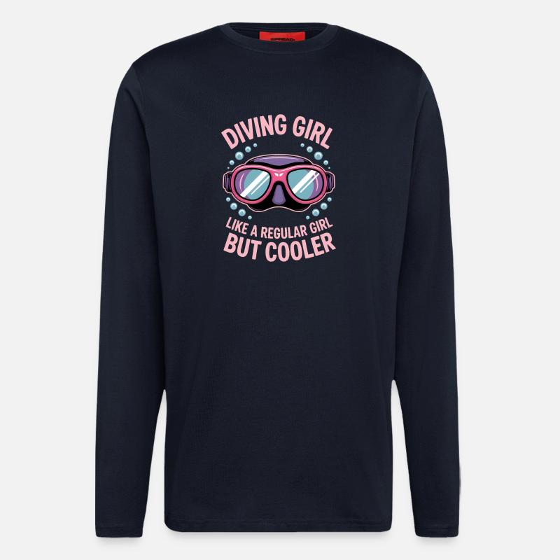 Tauchen Spruch Mädchen Lustiges Tauchen Geschenk - Langarmshirt - made by SPREAD  - DARK NAVY