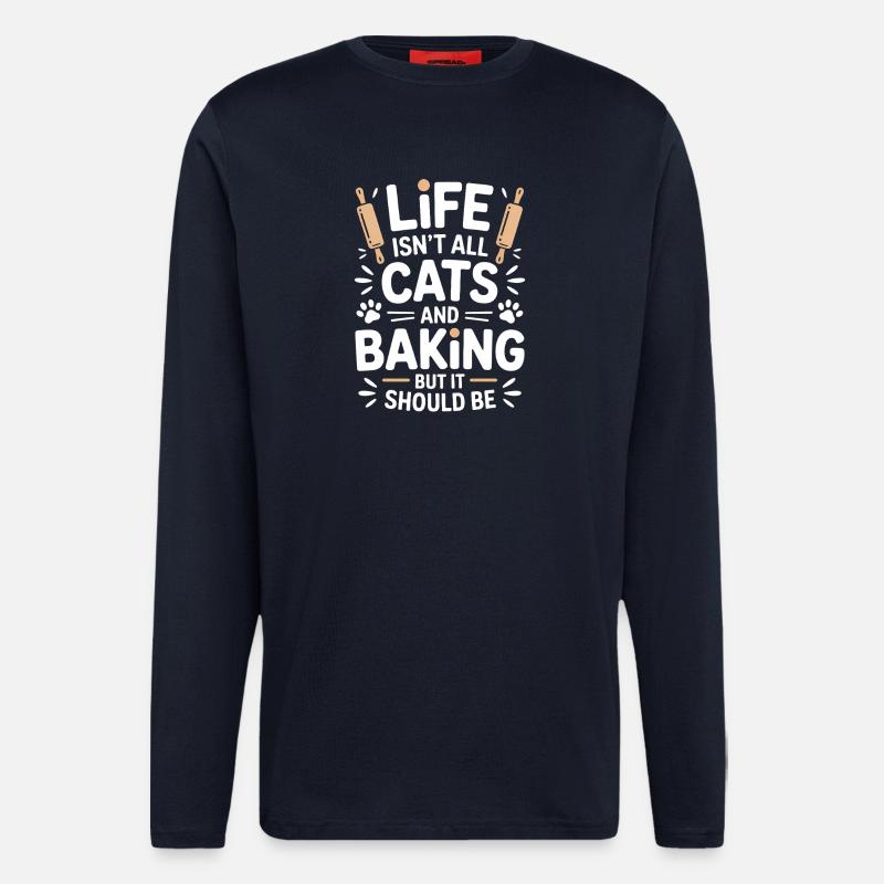 Backen Spruch Katzen Lustiges Backen Geschenk - Langarmshirt - made by SPREAD  - DARK NAVY