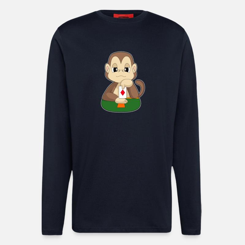Monkey Poker Poker Card Game - Longsleeve - made by SPREAD  - DARK NAVY