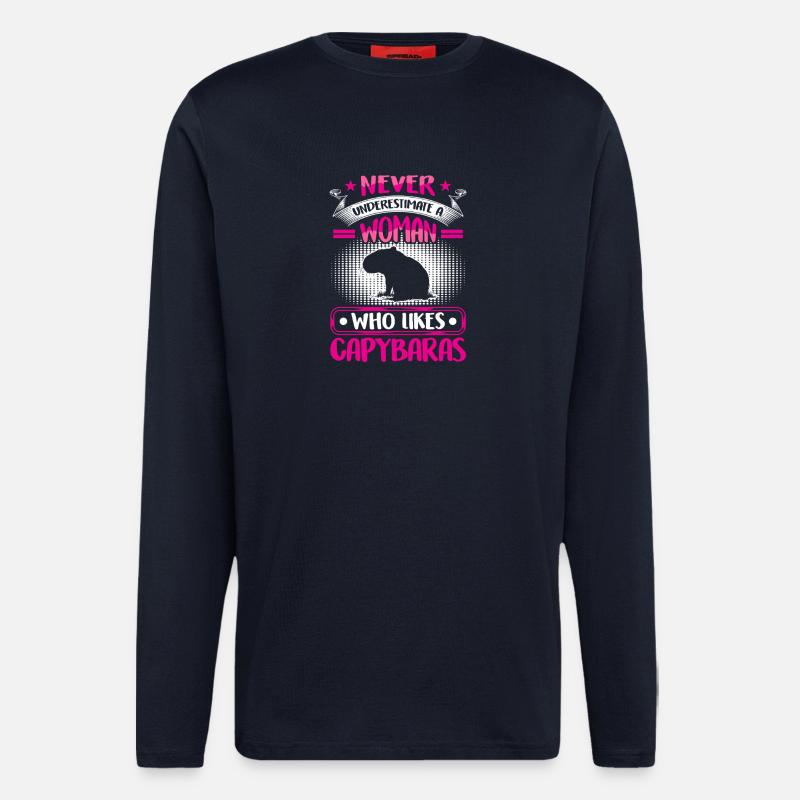 Capybara underestimate capybara - Longsleeve - made by SPREAD  - DARK NAVY