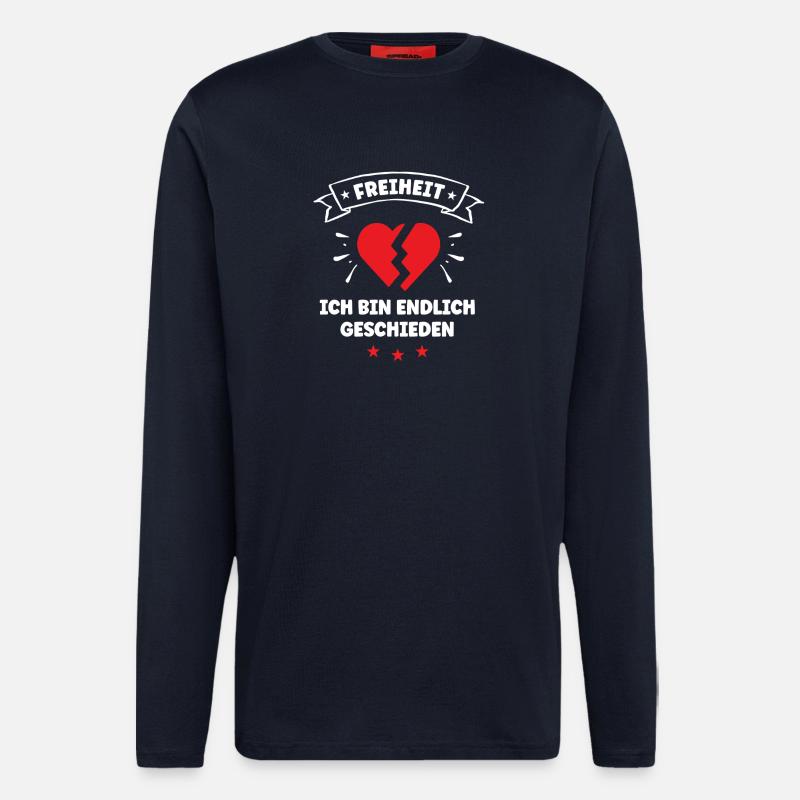 Scheidung Ich Bin Geschieden Scheidungsparty - Langarmshirt - made by SPREAD - DARK NAVY