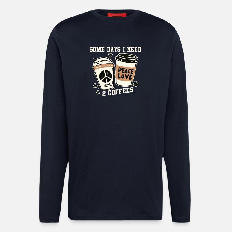 Peace and Coffee: Two Coffees - Longsleeve - made by SPREAD  - DARK NAVY