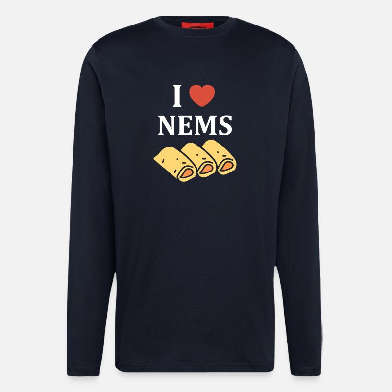 I love NEMS spring rolls - Longsleeve - made by SPREAD  - DARK NAVY