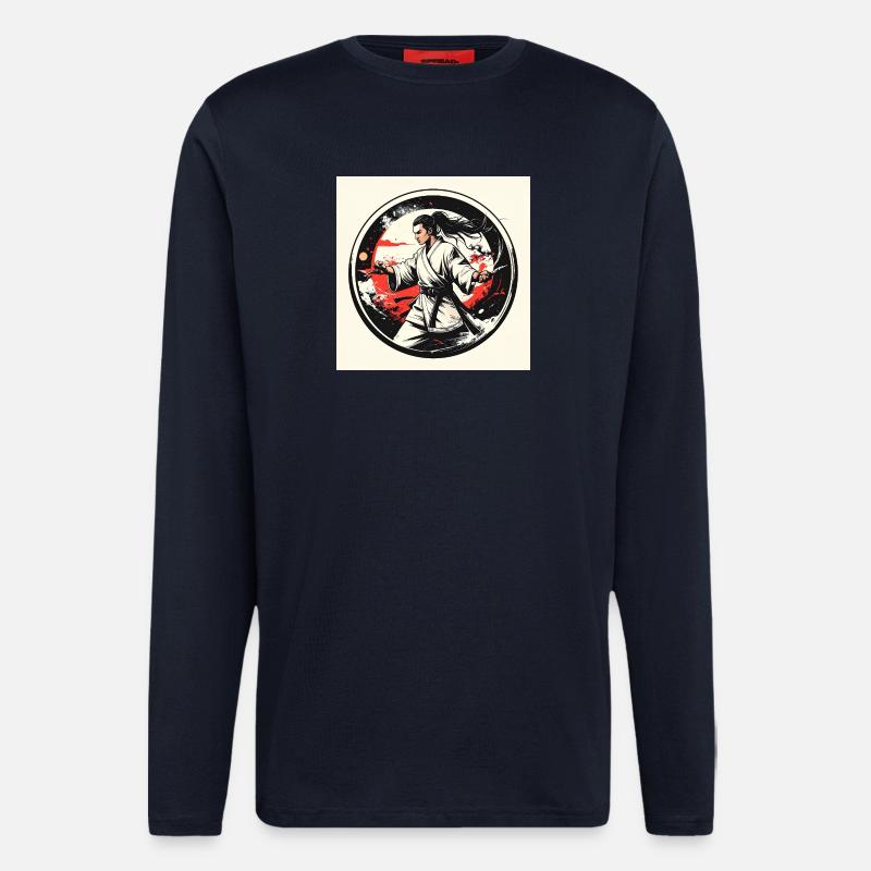 Kampfkunstheld im weißen Gi - Langarmshirt - made by SPREAD  - DARK NAVY