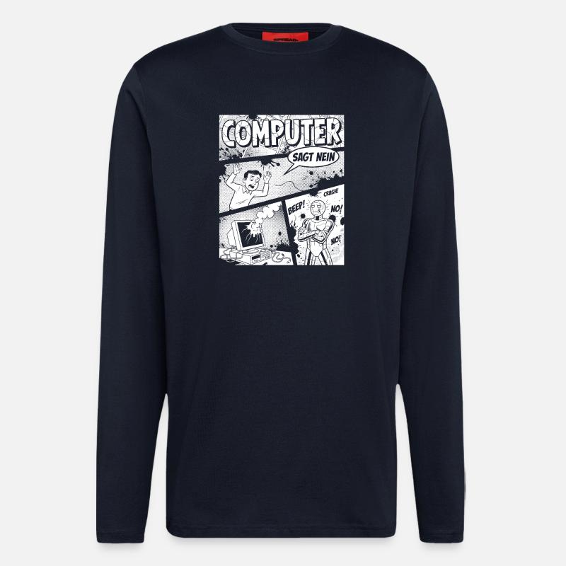 Retro Computer Comic Sagt Nein - Langarmshirt - made by SPREAD  - DARK NAVY